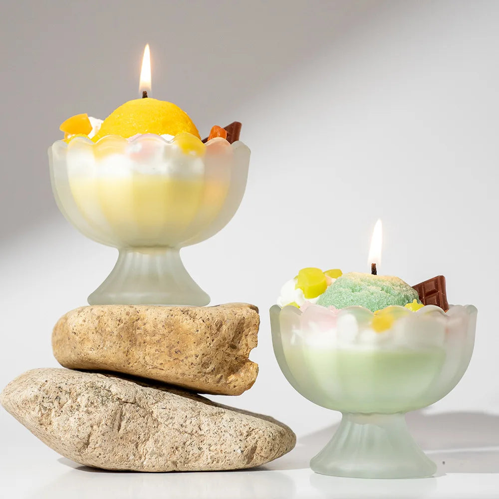 Summer Fruit Ice Cream Soy Wax Candle Dessert Jar Aromatherapy Gift Set Yogurt Cup Scented Candle for Birthday Party Favors