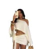 S7400-fashion Womens Clothing Vacation Outfit Off-Shoulder Ladies Skirt and Top Set