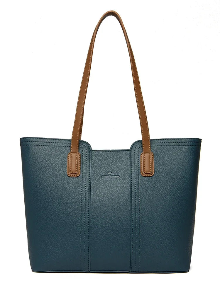 Solid Color Luxury Handbag Women Bags Designer HIgh Quality Leather Shoulder Bags for Women 2024 High Capacity Shopping Tote Bag