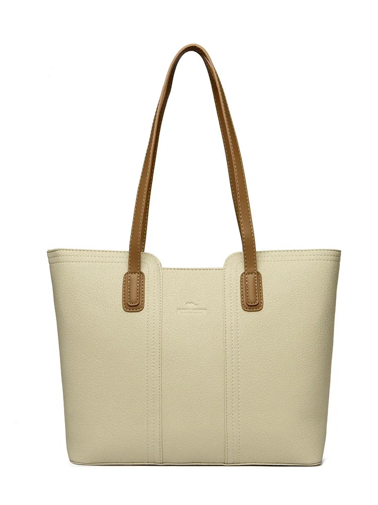 Solid Color Luxury Handbag Women Bags Designer HIgh Quality Leather Shoulder Bags for Women 2024 High Capacity Shopping Tote Bag
