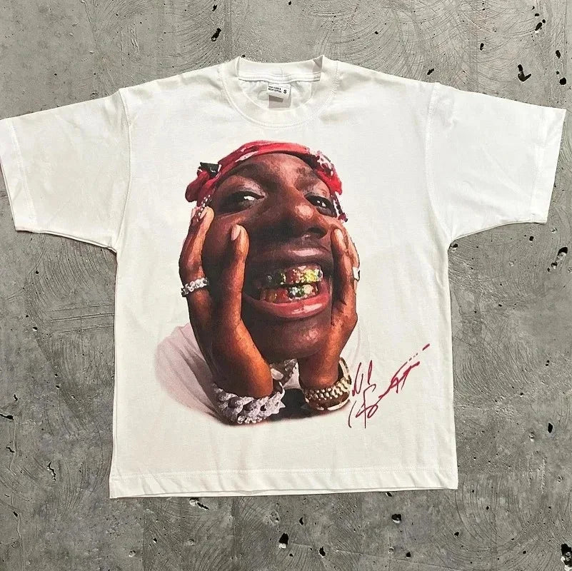 2026 American Trendy Hip Hop Street Style T-Shirt Unisex Celebrity Portrait Print Tee Kanye Photo Top Plus Size Clothing Adult