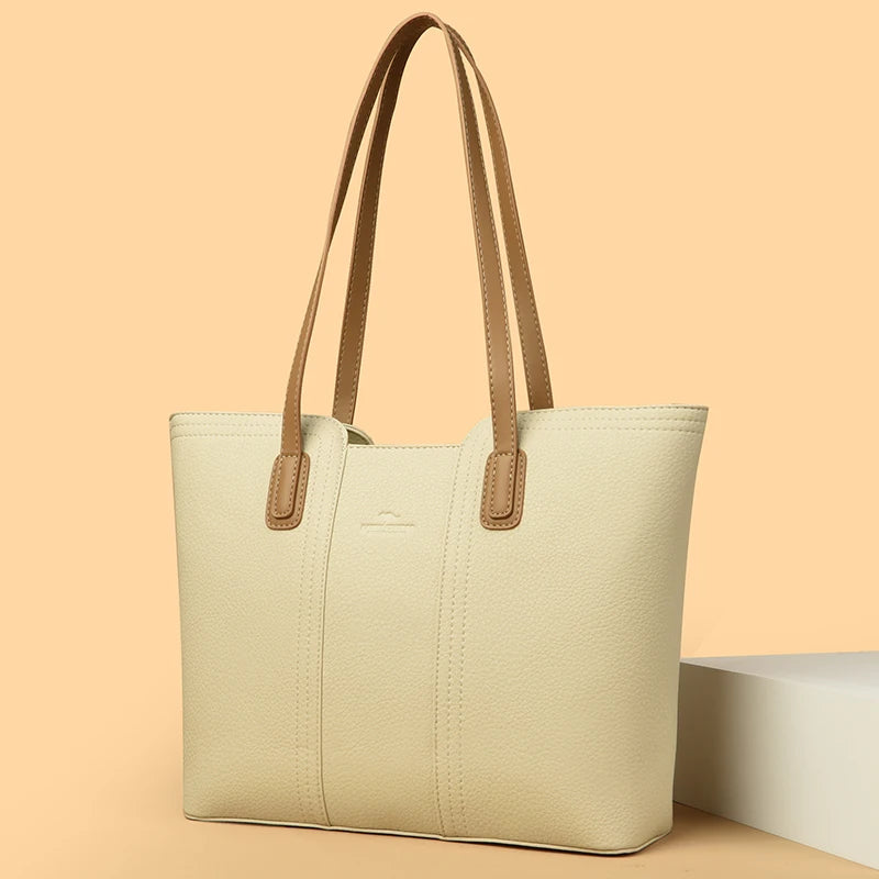Solid Color Buckets Bag for Women Designer Shoulder Bags Luxury Soft Leather Crossbody Bag Large Capacity Tote Ladies Big Purses