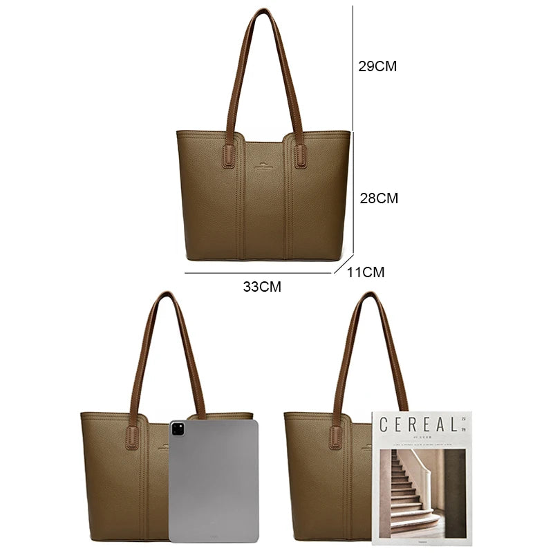 Solid Color Buckets Bag for Women Designer Shoulder Bags Luxury Soft Leather Crossbody Bag Large Capacity Tote Ladies Big Purses