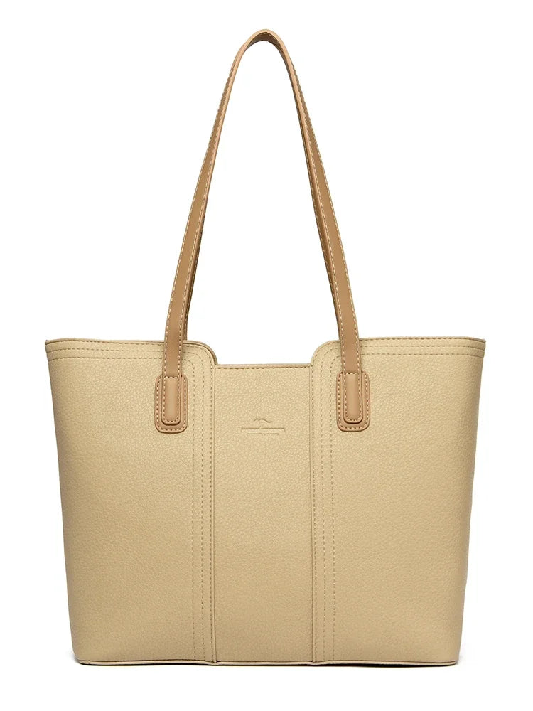 Solid Color Luxury Handbag Women Bags Designer HIgh Quality Leather Shoulder Bags for Women 2024 High Capacity Shopping Tote Bag