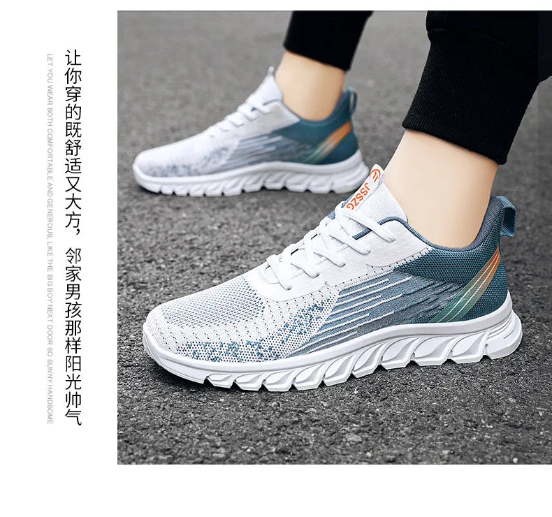 Sneakers new men's shoes trend foreign trade flying woven lace-up running shoes breathable Korean version of tide shoes